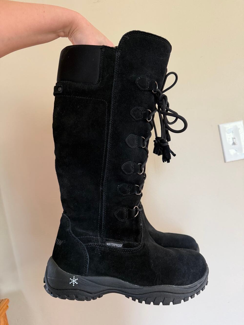 BAFFIN Madeline Black Suede Waterproof Tall Winter Boots US 10 EU 40